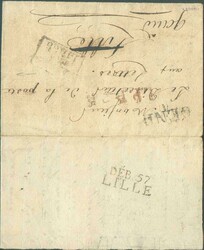 LAC de GEND (griffe noire) le 9 mai 1818 + griffe rouge L.P.B.2.R. et ...