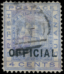 85a (147) 1878 (1¢) on 4¢ blue Ship Official surcharged with one ...