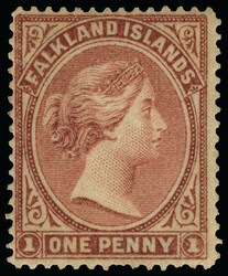 1 (1) 1878 1d claret Q Victoria, unwmkd, perf 14, OG, VLH, F-VF ...