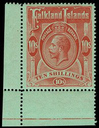 39 (68) 1914 10' red on green K George V, wmkd MCA, line perf 14, ...