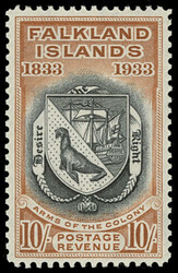 75 (137) 1933 10' black and chestnut Coat of Arms, wmkd MCA, perf 12, ...