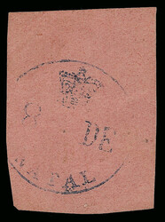 1 (4) 1857 3d rose Crown and VR embossed, imperf, four margins, light ...