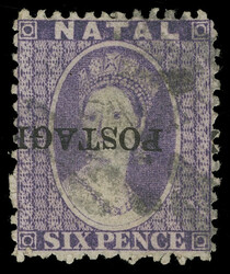 49a (83b) 1876 6d violet Q Victoria, overprinted "POSTAGE" SG Type 18 ...