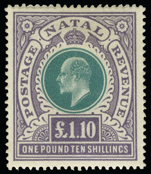 97 (143) 1902 £1.10' green and violet K Edward VII, wmkd CC, perf 14 ...