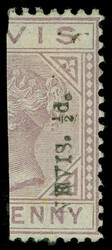 31 (36) 1883 ½d on half of 1d lilac-mauve Q Victoria, wmkd CA, perf ...