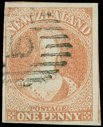7 (8) 1858 1d dull orange Q Victoria Chalon Head on white paper, ...