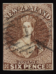 9h (14) 1857 6d pale brown Q Victoria on white paper, unwmkd, imperf, ...