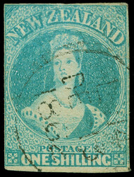 10 (17) 1857-63 1' blue-green Q Victoria Chalon Head on white paper, ...
