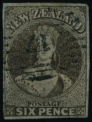 24 (85) 1862 6d black-brown Q Victoria on pelure paper, unwmkd, ...