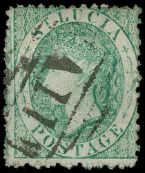6 (8) 1863 (6d) emerald-green Q Victoria, wmkd CC, perf 12½, ...
