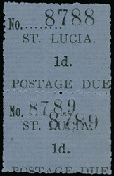 J1e, J1 (D1e, D1) 1930 1d black Postage Due typeset on blue paper ...