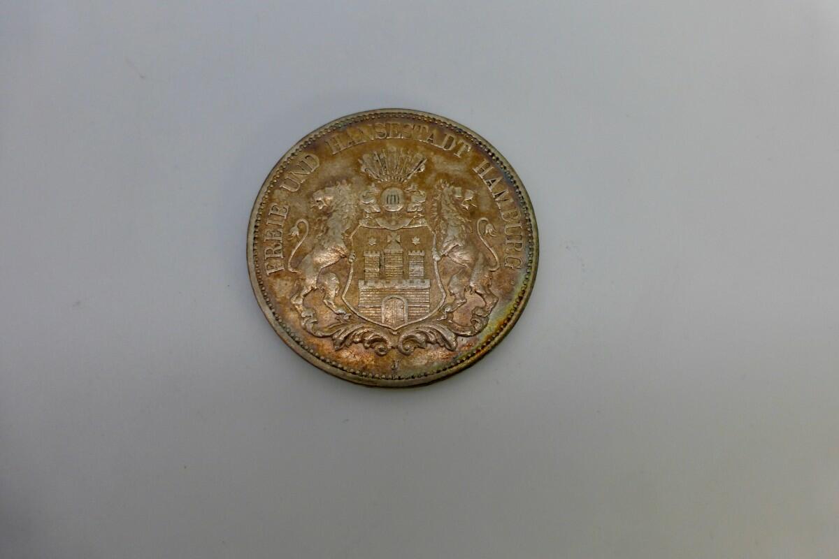 Kaiserreich Hamburg, 5 Mark 1893J, (Jaeger 65)