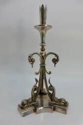 Kerzenleuchter um 1900, einflammiger Leuchter, auf 3-paßiger ...