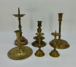 Konvolut von 6 Kerzenleuchter des 17./18./19.Jh., Bronze / Messing, ...
