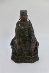 Skulptur des Zhenwu, China 18./19.Jh., Bronze mit Resten von ...