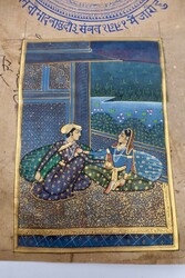 3 Malereien, 2x Indien, Liebespaar, mit Stempel der Regierung von ...