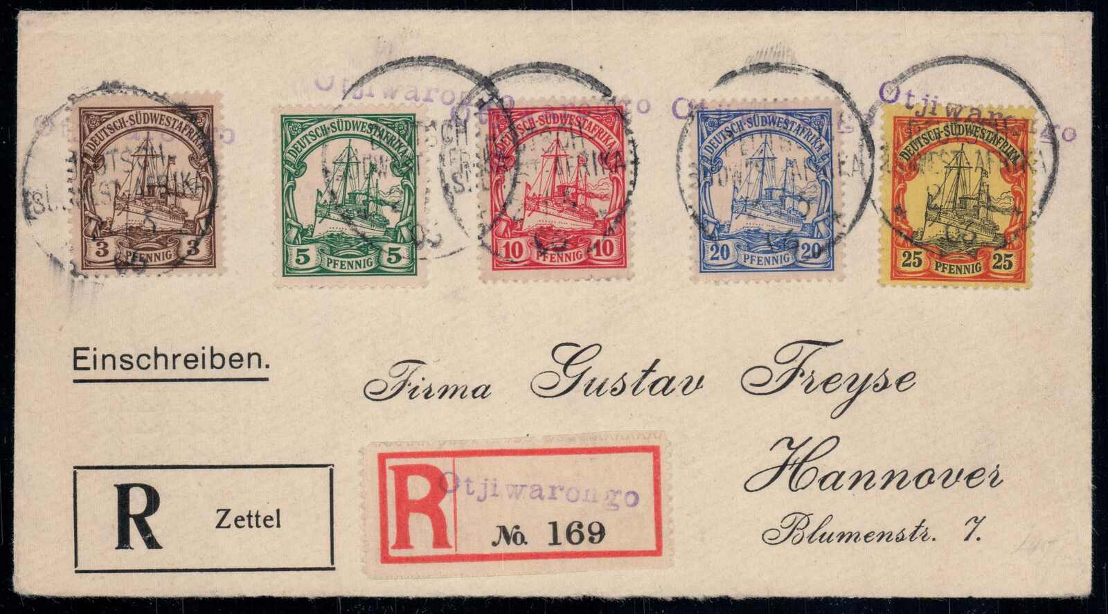 Deutsche Kolonien / Deutsch-Südwest-Afrika 1906, Wanderstempel ...