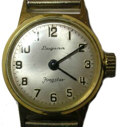 Dugena, Damen-Armbanduhr "Jongster", Edelstahl vergoldet, Handaufzug ...