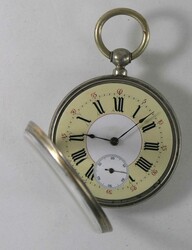 Taschenuhr, offene Schlüssel-Taschenuhr (ca.1900), Ziffernblatt mit ...