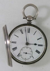 Taschenuhr, offene Schlüssel-Taschenuhr (ca.1880), Silber (britische ...