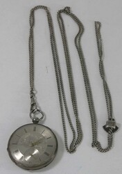Taschenuhr, Frackuhr, offene Schlüssel-Uhr (ca.1890), Ziffernblatt ...