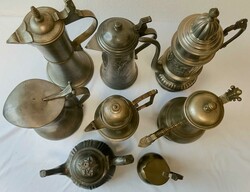 Flohmarktposten, Zinn-Konvolut, Sammlung von 8 Zinnkannen ...