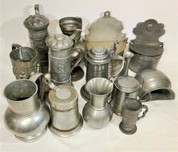 Flohmarktposten: Zinn-Konvolut, Konvolut von 5 Deckel-Krügen, 3 ...