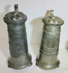 Flohmarktposten: Zinn-Konvolut, Konvolut von 5 Deckel-Krügen, 3 ...