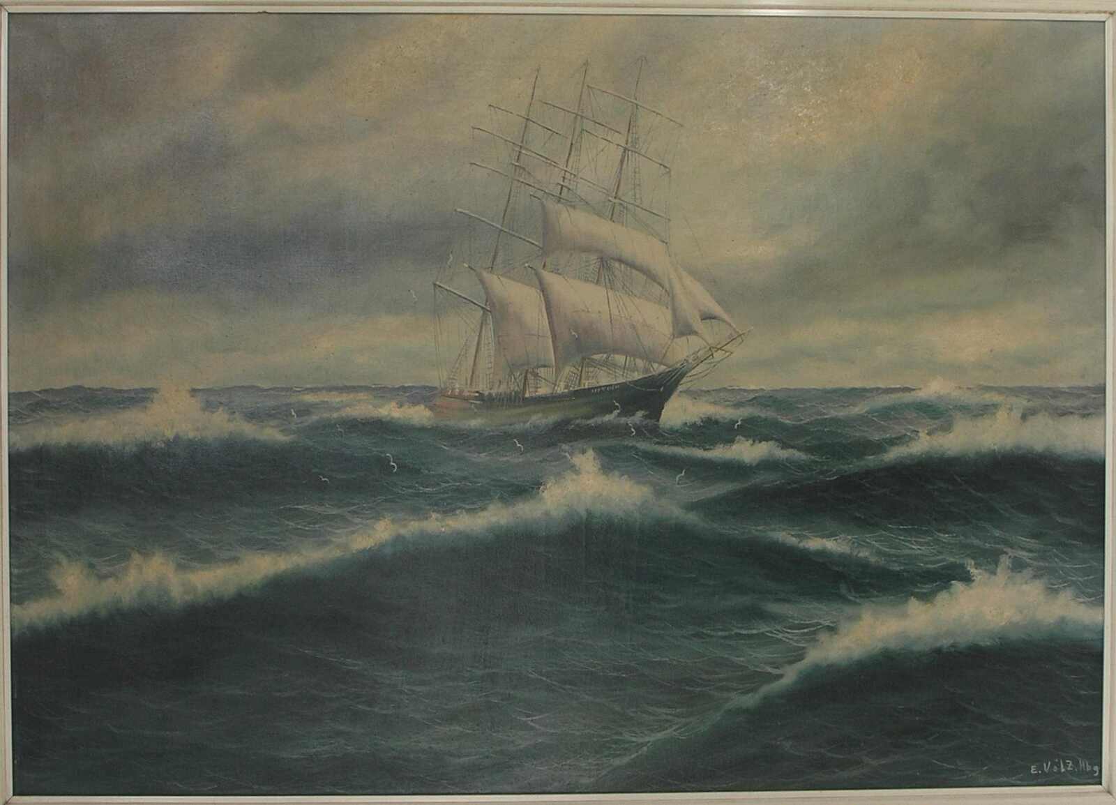 Edmund Völz (1902-1972), Großsegler 'Seeteufel' auf hoher See, Öl ...