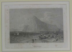 Gibraltar um 1850, zwei dekorative Stahlstiche, gerahmt, je 31 cm x ...