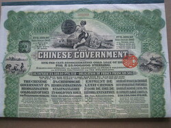 Historische Wertpapiere, China 1913, 'The Chinese Gouvernment / 5 % ...