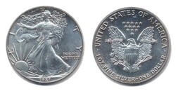 USA 1987, 1 Dollar - Schreitende Freiheit, 999er-Silber, Gewicht 31 ...