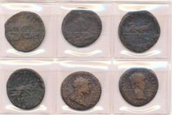 Römische Kaiserzeit: kleine Sammlung von 6 Münzen des 1. und 2 ...