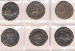 Römische Kaiserzeit: kleine Sammlung von 6 Münzen des 1. und 2 ...