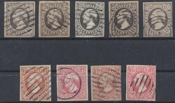 Luxemburg 1852, 10 C. (5 Stück) und 1 Sgr. (4 Stück), alle ...