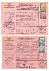 Bundesrepublik 1955, 6 Auslandspostanweisungen mit Heuss I - ...