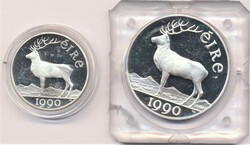 Irland 1990, 5 ECU und 10 ECU - Irische Hirsche, 925er Silber, ...
