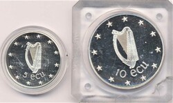 Irland 1990, 5 ECU und 10 ECU - Irische Hirsche, 925er Silber, ...