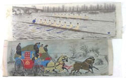 Zwei Stickbilder um 1870, zwei wundervolle Kleinkunst-Stickbilder um ...