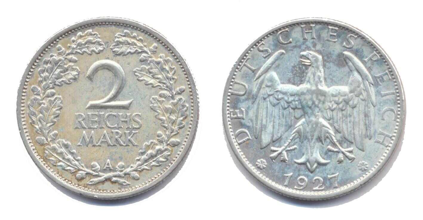 Deutsches Reich 1927 A, 2 Rm. - Kursmünze, feine Kratzerchen und ...