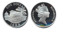 Bermuda 1988, 1 Dollar - Eisenbahnwaggon, 925er-Silber, Gesamtgewicht ...
