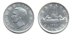 Kanada 1938, 1 Dollar - Georg VI./Pelzhändler, 800er-Silber, Gewicht ...
