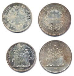 Frankreich 1973 - 1975, 1 x 10 Francs 1973 und 1 x 50 Francs 1975 - ...