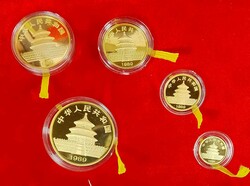 China 1989, 5 Yuan - 100 Yuan - Panda sitzend mit Zweig, komplette ...