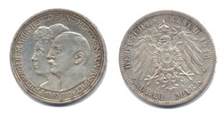 Anhalt 1914 A, 3 Mark - Zur silbernen Hochzeit, kl.Kratzer im ...