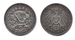 Bremen 1904 J, 2 Mark-Stadtschlüssel, hauchfeinste Kratzerchen im ...