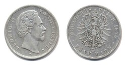 Bayern 1876 D, 5 Mark - Lüdwig II., kl.Kratzer im Münzgrund bei ...