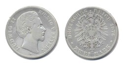 Bayern 1876 D, 2 Mark - Ludwig II., kl. Kratzer im Münzgrund bei ...