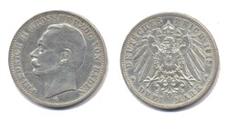 Baden 1912 G, 3 Mark - Friedrich II., Kratzer und Randfehlerchen bei ...