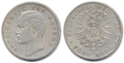 Bayern 1888 D, 5 Mark - Otto, Kratzer und Randfehler bei leicht ...
